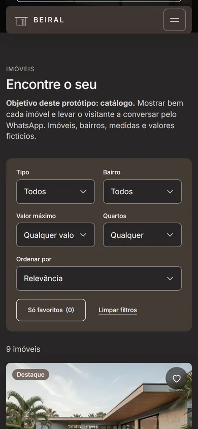 O mesmo protótipo no celular