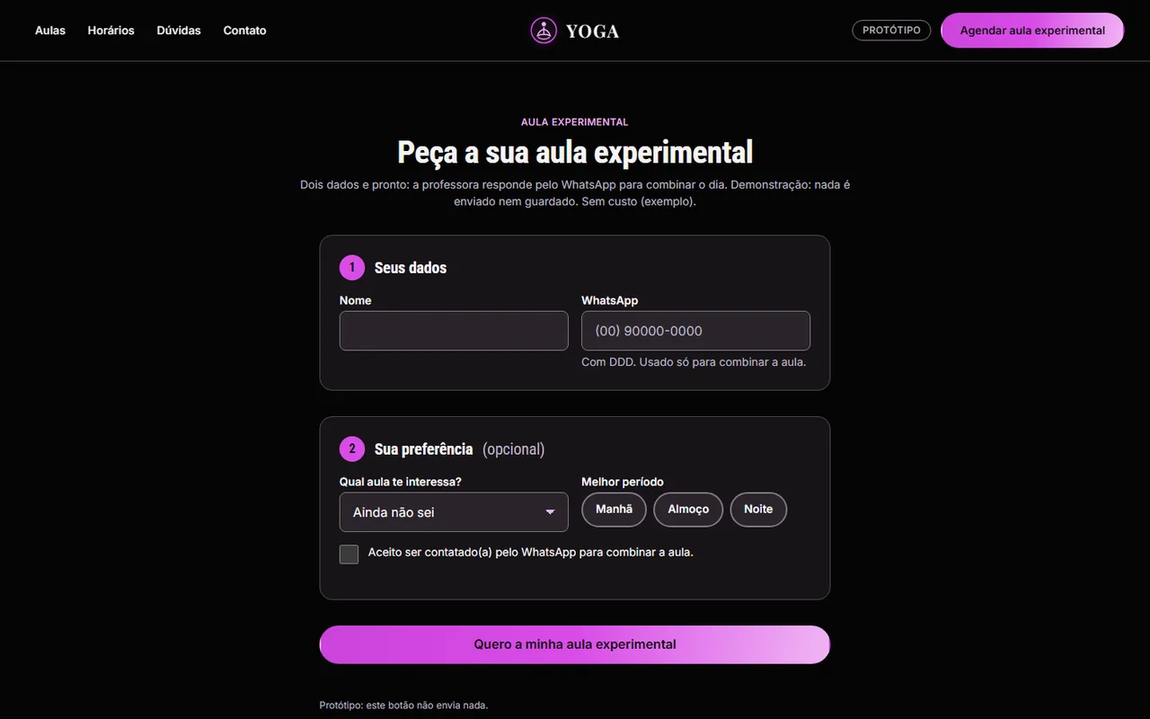 Captação de contatos no protótipo YOGA, no computador